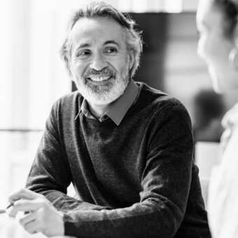 Man collaborating in conference room