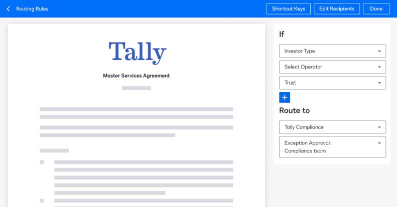 Screenshot of conditional routing in DocuSign eSignature